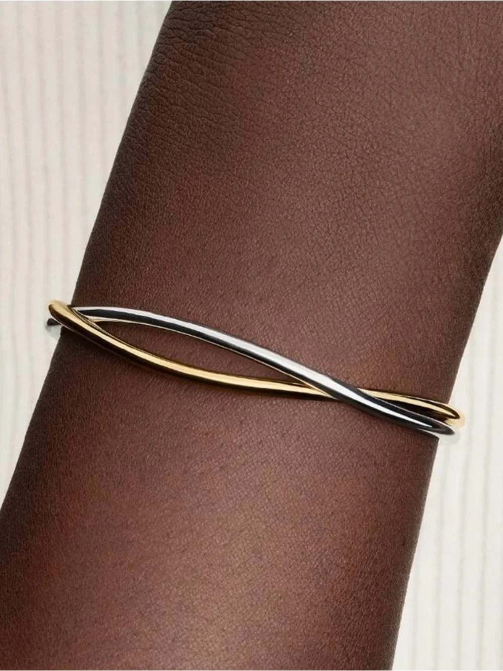 Pandora Essence Two-Tone Gold and Silver Twist Bangle